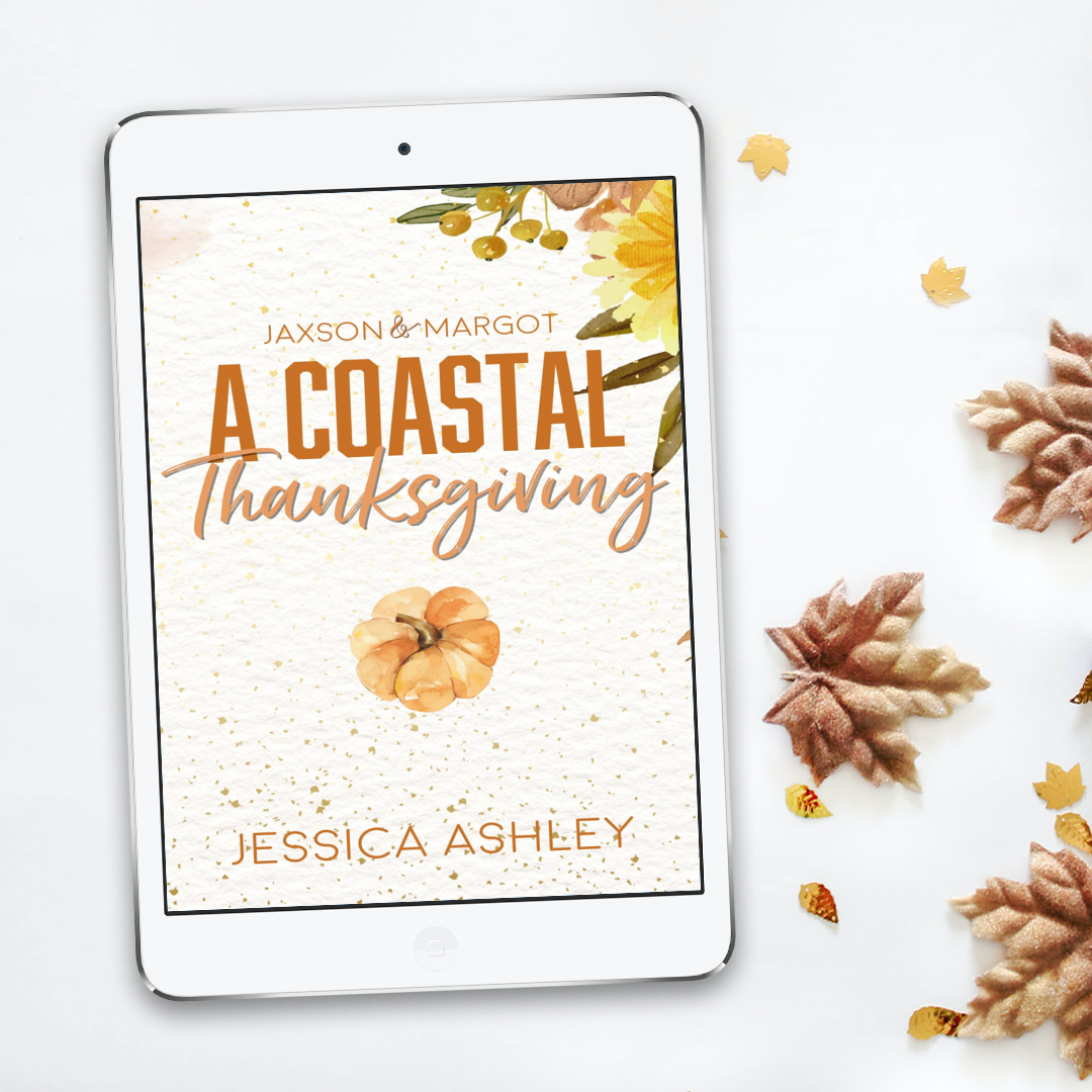 A Coastal Thanksgiving novella white background with leaves