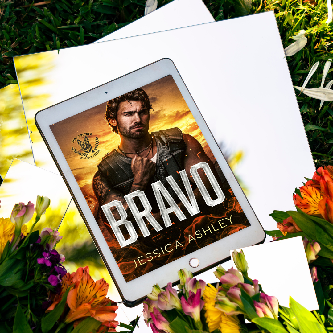 Bravo Hunt Brothers Search and Rescue Series eBook on mirrors surrounded by pretty flowers