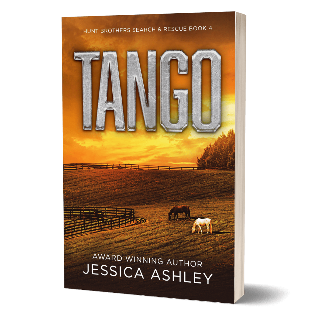 Book cover of 'Tango' by Jessica Ashley with a sunset and horses scene