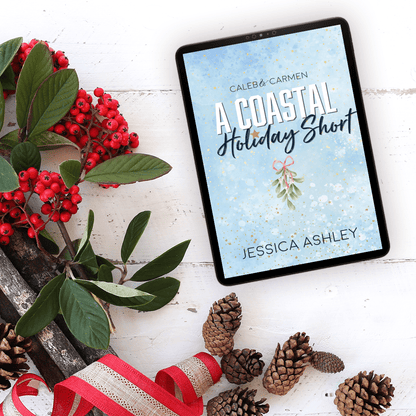 A Coastal Holiday Short Caleb and Carmen Coastal Hope Series Novella eBook with pinecones and holly