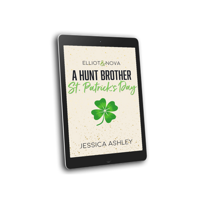 Digital book cover of 'A Hunt Brother St. Patrick's Day' by Jessica Ashley on a tablet screen.