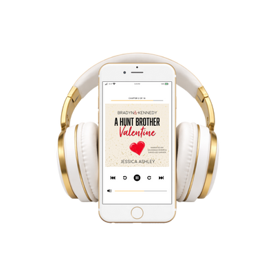 White and gold headphones with a smartphone displaying a book on a white background