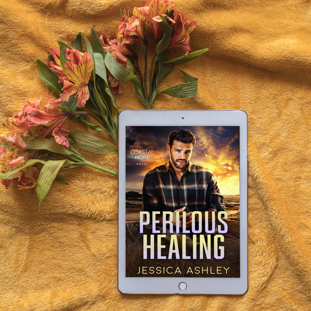Perilous Healing Coastal Hope Series eBook on orange background with lillies