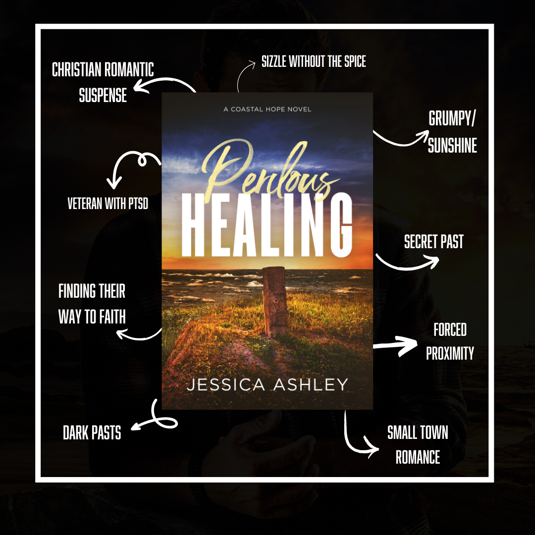 Perilous Healing Discreet Coastal Hope Series Tropes Grumpy sunshine, secret past, forced proximity, small town romance, dark pasts, finding their way to faith, veteran with ptsd, Christian romantic suspense