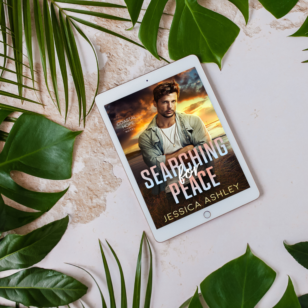Searching for Peace Coastal Hope Series eBook tablet on sand with plants