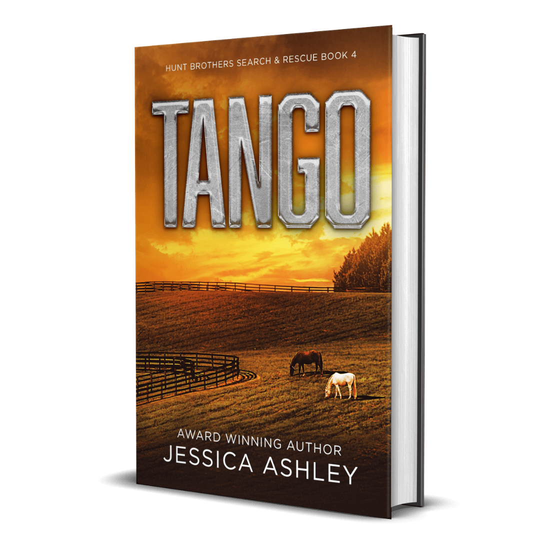 Book cover of 'Tango' by Jessica Ashley with a sunset and horses on the cover