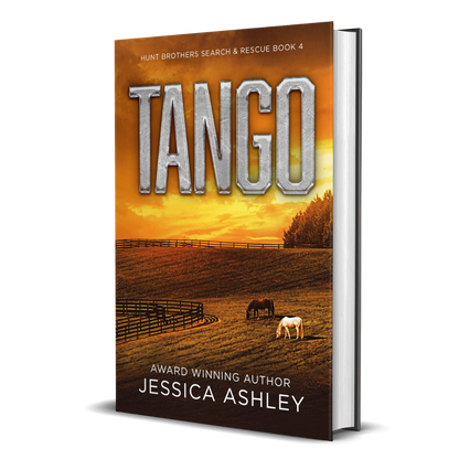 Book cover of 'Tango' by Jessica Ashley with a sunset and horses on the cover