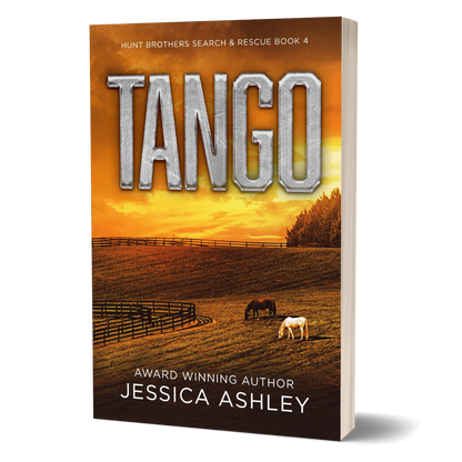 Book cover of 'Tango' by Jessica Ashley with a sunset and horses scene